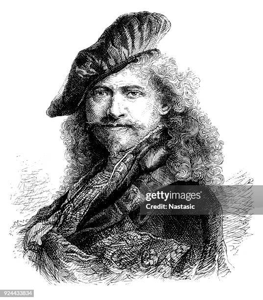 ilustraciones, imágenes clip art, dibujos animados e iconos de stock de rembrandt harmenszoon van rijn (15 de julio de 1606 – 04 de octubre de 1669) fue un dibujante holandés, pintor y grabador - rembrandt artista