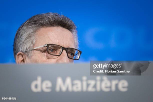 German Interior Minister Thomas de Maiziere attends at the 30th German Christian Democrats party congress on February 26, 2018 in Berlin, Germany....
