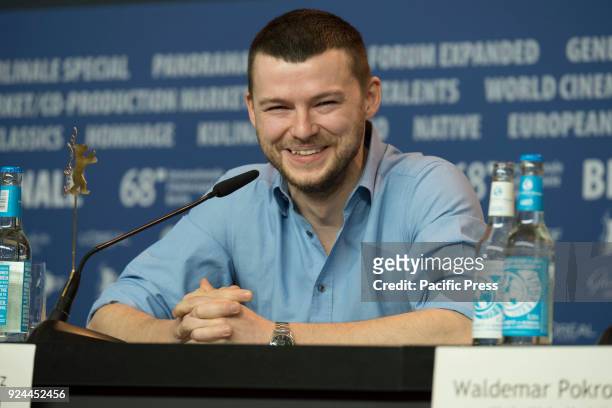Polish actor Mateusz Kosciukiewicz at the 'Mug' press conference during the 68th Berlinale International Film Festival Berlin at Grand Hyatt Hotel.