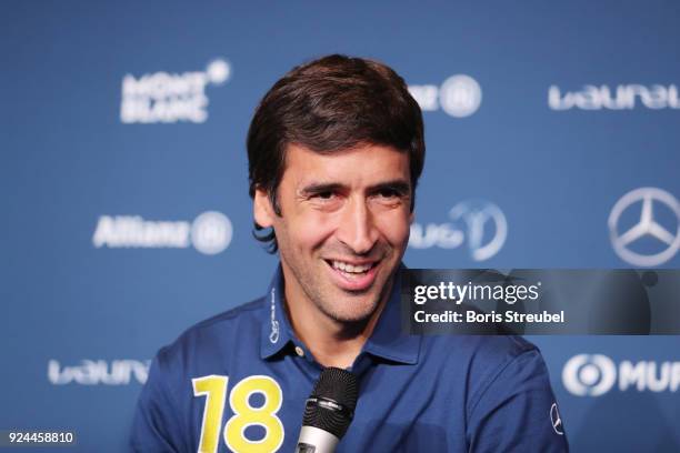 Laureus Academy Member Raul is interviewed prior to the 2018 Laureus World Sports Awards at Le Meridien Beach Plaza Hotel on February 26, 2018 in...