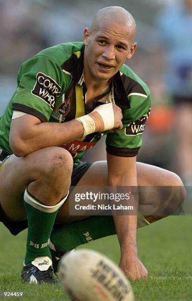 Dejected Tyran Smith of the Raiders during the round 17 NRL match between the Sydney Roosters and the Canberra Raiders held at Aussie Stadium,...