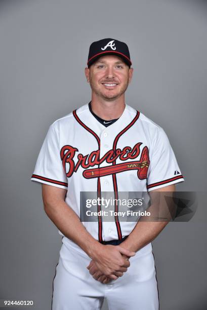 Scott Kazmir of the Atlanta Braves poses during Photo Day on Thursday, February 22, 2018 at Champion Stadium in Lake Buena Vista, Florida.