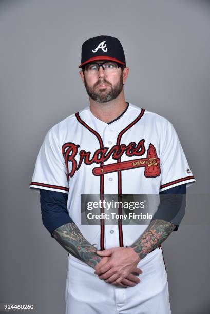 Peter Moylan of the Atlanta Braves poses during Photo Day on Thursday, February 22, 2018 at Champion Stadium in Lake Buena Vista, Florida.