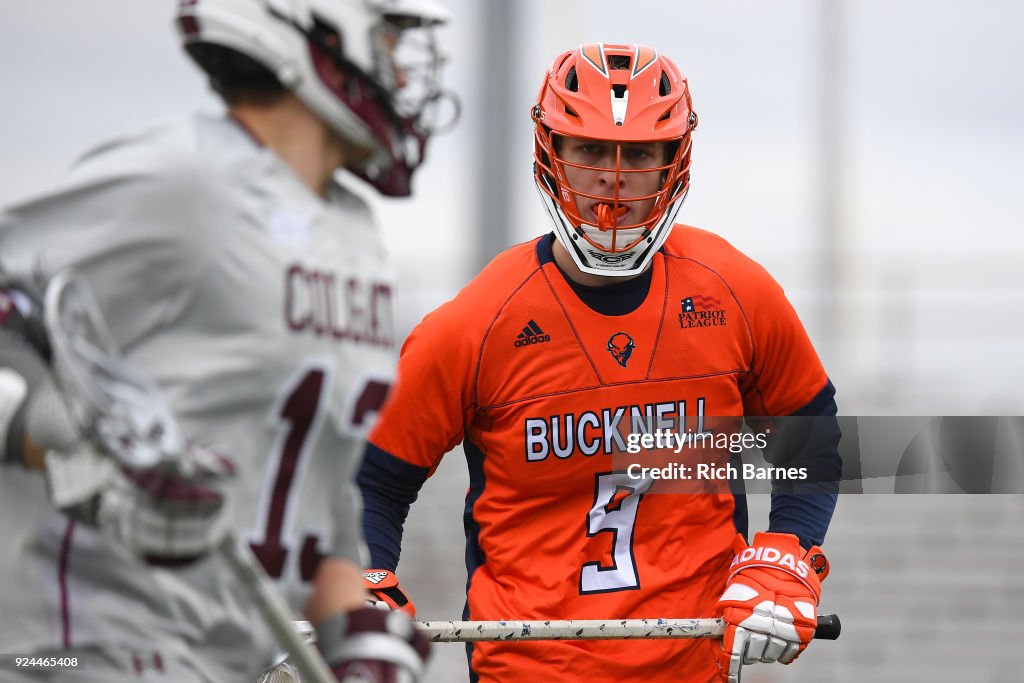 Matthew Colgate Matt Fedorjaka of the Bucknell Bison defends Nicky Petkevich of the ...