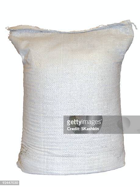 white bag (sack) - flour bag stockfoto's en -beelden