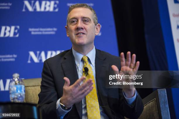 James Bullard, president and chief executive officer at the Federal Reserve Bank of St. Louis, speaks during the National Association of Business...