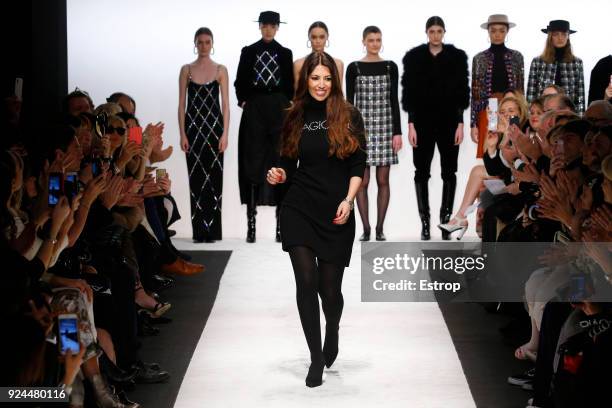 Model walks the runway at the Laura Biagiotti show during Milan Fashion Week Fall/Winter 2018/19 on February 25, 2018 in Milan, Italy.