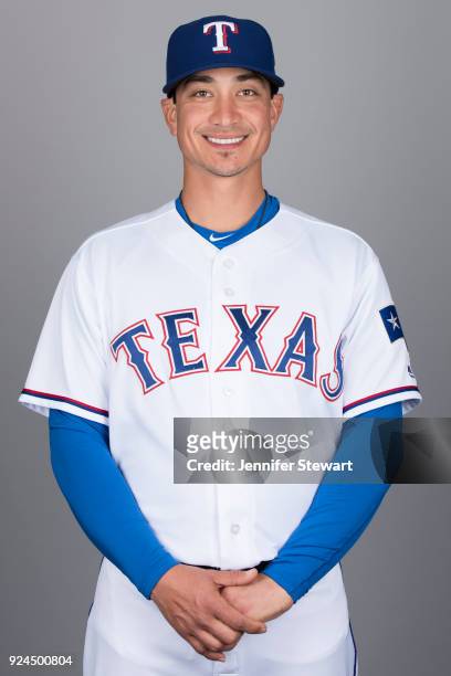 Darwin Barney of the Texas Rangers poses during Photo Day on Wednesday, February 21, 2018 at Surprise Stadium in Surprise, Arizona.