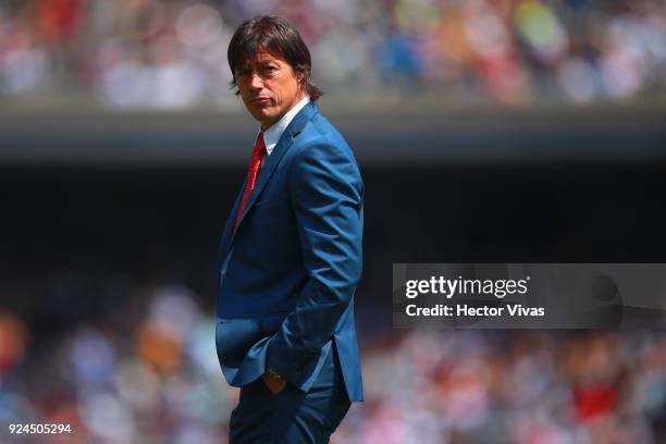 Matias Almeyda coach of Chivas looks on during the 9th round match between Pumas UNAM and Chivas as part of the Torneo Clausura 2018 Liga MX at...