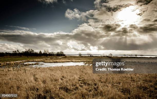 Glowe, Germany View of the Großer Jasmunder Bodden near Glowe on the island of Ruegen on February 05, 2018 in Glowe, Germany.