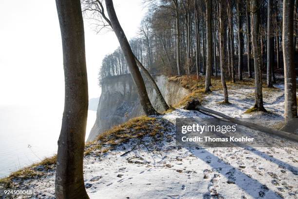 Glowe, Germany Kieler Ufer in winter in the Jasmund National Park on the island of Ruegen on February 07, 2018 in Glowe, Germany.