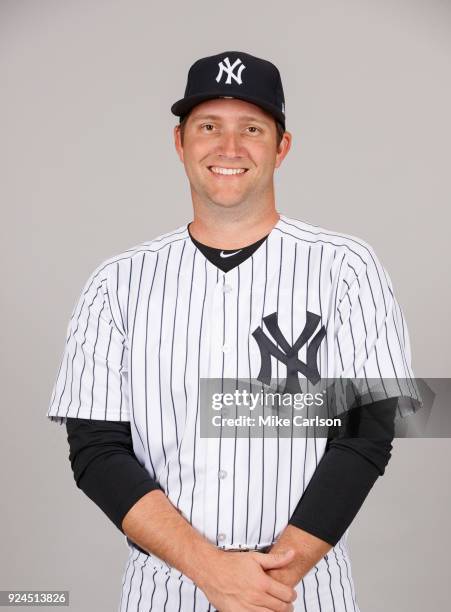 Adam Warren of the New York Yankees poses during Photo Day on Wednesday, February 21, 2018 at George M. Steinbrenner Field in Tampa, Florida.