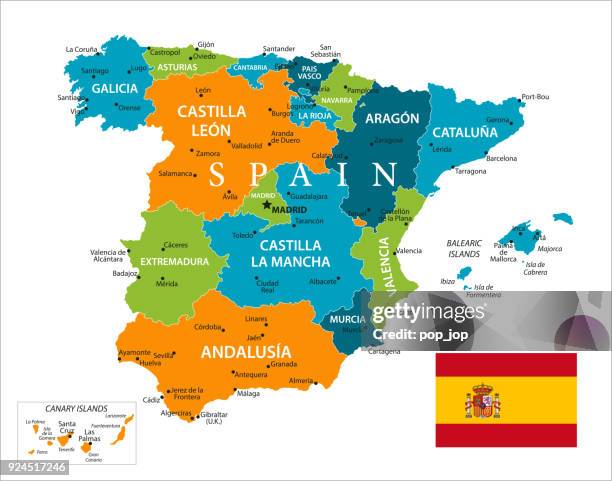 map of spain - vector - spain stock illustrations