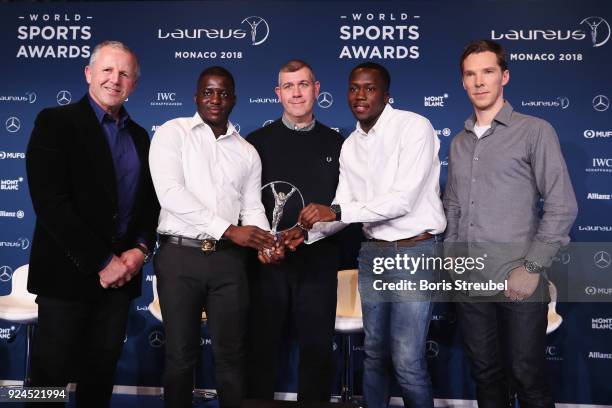 Laureus Academy Chairman Sean Fitzpatrick with Laureus Sport For Good Award winners Gary Stannett, Founder of Active Communities Network and Ade...