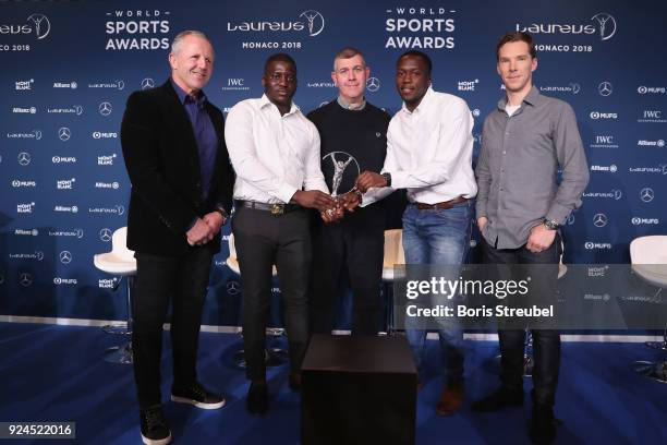 Laureus Academy Chairman Sean Fitzpatrick with Laureus Sport For Good Award winners Gary Stannett, Founder of Active Communities Network and Ade...