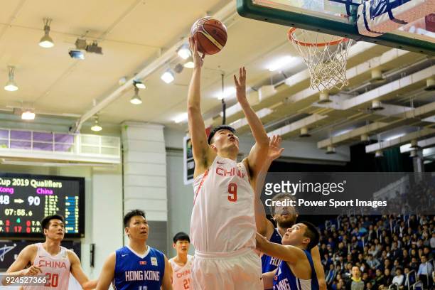 Quan Gu of China in action during the FIBA Basketball World Cup 2019 Asian Qualifier Group A match between Hong Kong and China at Southorn Stadium on...