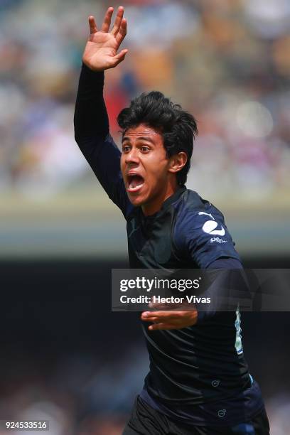 Jose Macias of Chivas reacts during the 9th round match between Pumas UNAM and Chivas as part of the Torneo Clausura 2018 Liga MX at Olimpico...