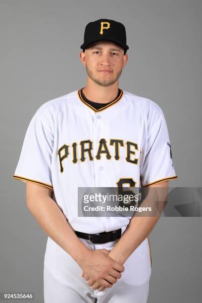 Dovydas Neverauskas of the Pittsburgh Pirates poses during Photo Day on Wednesday, February 21, 2018 at LECOM Park in Bradenton, Florida.