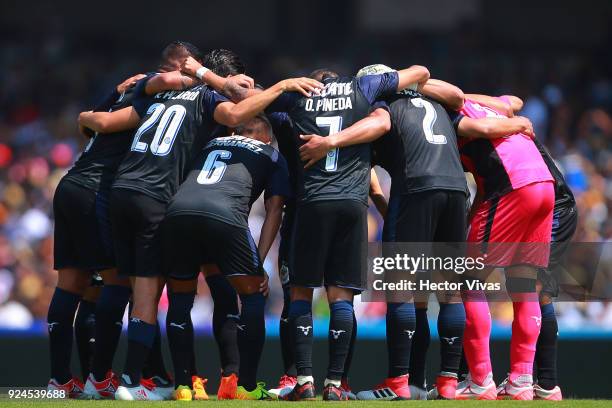 Players of Chivas gather prior the 9th round match between Pumas UNAM and Chivas as part of the Torneo Clausura 2018 Liga MX at Olimpico...