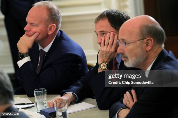 Wyoming Governor Matthew Mead, Utah Governor Gary Richard Herbert and Pennsylvania Governor Tom Wolf attend a business session with fellow governors...