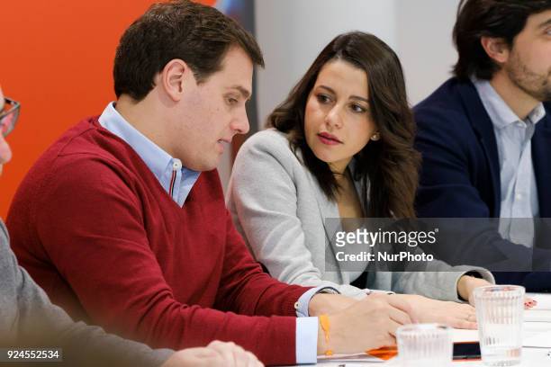 Ines Arrimadas and Albert Rivera, president of the political party of Ciudadanos, during the Meeting of the National Executive Committee in Madrid....