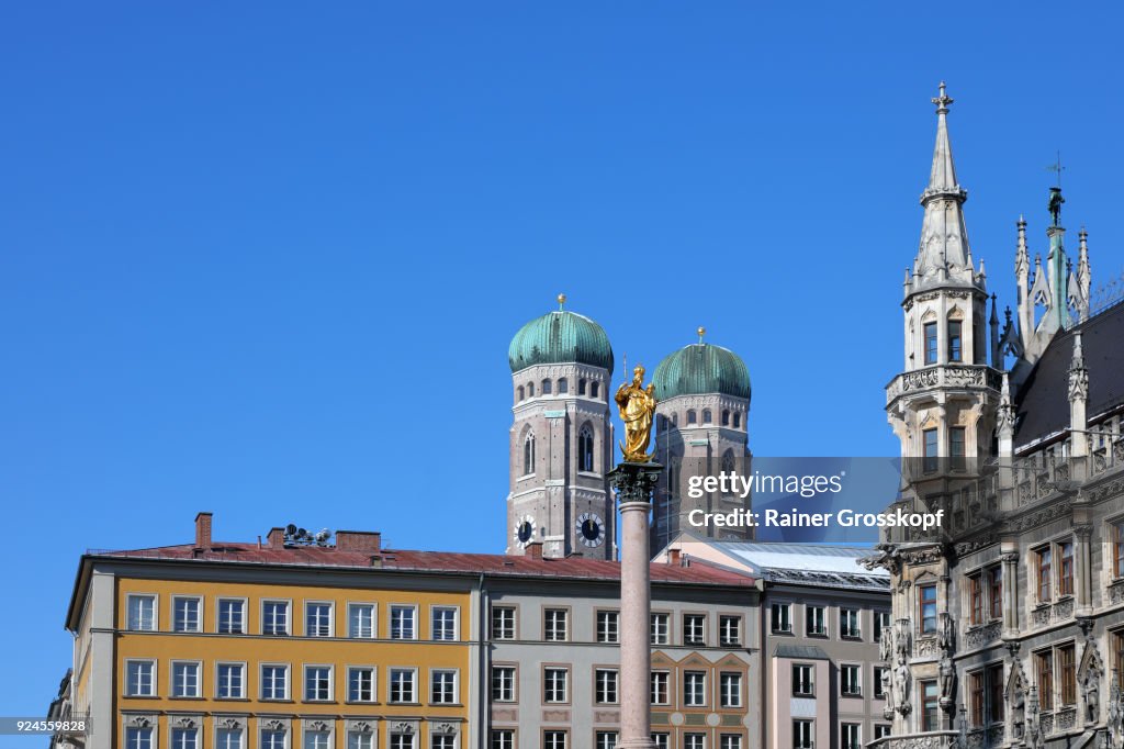 Munich, Bavaria, Germany – February 25, 2018: View from Marienplatz