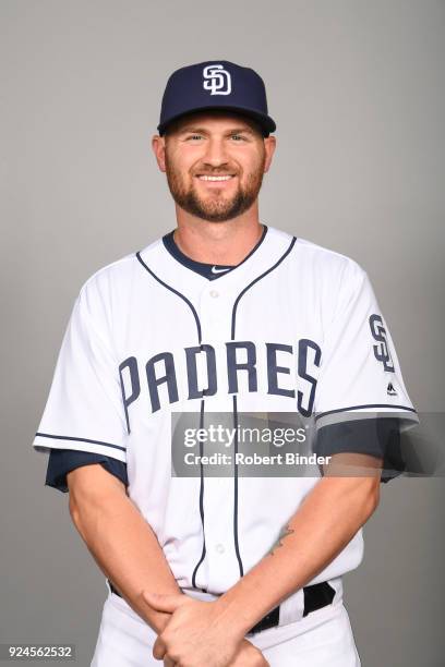 Colten Brewer of the San Diego Padres poses during Photo Day on Wednesday, February 21, 2018 at Peoria Stadium in Peoria, Arizona.