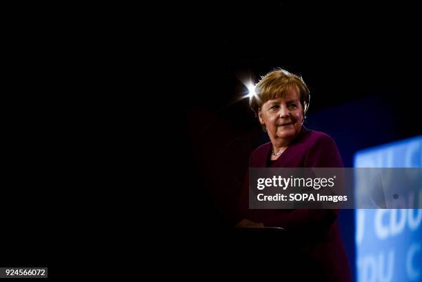 Chancellor of the Federal Republic of Germany Angela Merkel holds a speech during the 30th congress of the CDU. The CDU votes today at the party...