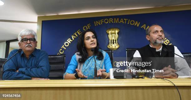 Officers Pooja Joshi with Sandeep Mishra and other IAS officers in Delhi wore black bands to protest against the alleged assault of Delhi Chief...