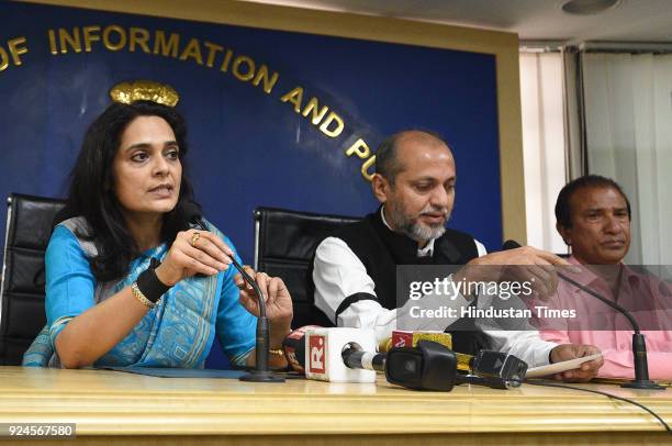 Officers Pooja Joshi with Sandeep Mishra and other IAS officers in Delhi wore black bands to protest against the alleged assault of Delhi Chief...