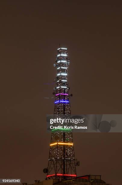 the tv tower gazeta (officially torre cásper líbero) is a tv tower installed on the building of the cásper líbero foundation - foundation a brazilian night stock pictures, royalty-free photos & images