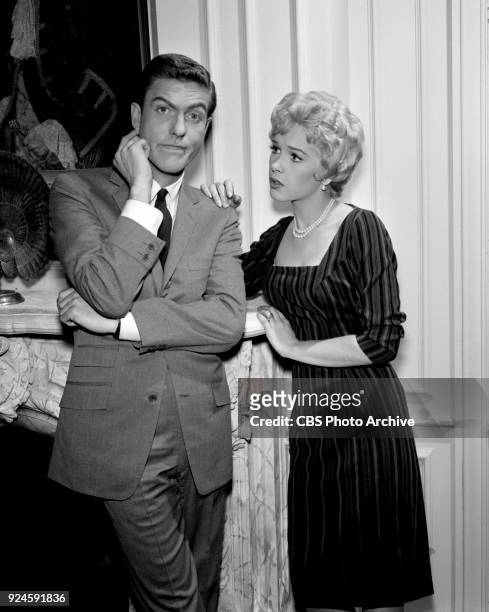 Television program, Alfred Hitchcock Presents. Episode: Craig's Will. Pictured is Stella Stevens and Dick Van Dyke . Originally broadcast March 6,...