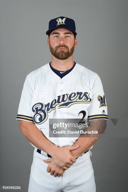 Nick Franklin of the Milwaukee Brewers poses during Photo Day on Thursday, February 22, 2018 at Maryvale Baseball Park in Phoenix, Arizona.