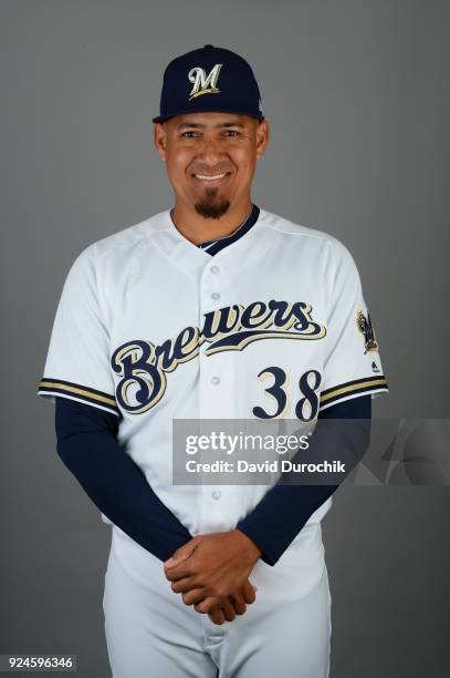 Ernesto Frieri of the Milwaukee Brewers poses during Photo Day on Thursday, February 22, 2018 at Maryvale Baseball Park in Phoenix, Arizona.