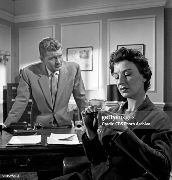 Derren Nesbitt and Patricia Jessel star in an episode of the CBS Television program, "The Invisible Man". The episode is titled "Point of...