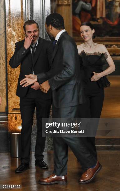 Joaquin Phoenix, Chiwetel Ejiofor and Rooney Mara attend a special screening of "Mary Magdalene" at The National Gallery on February 26, 2018 in...