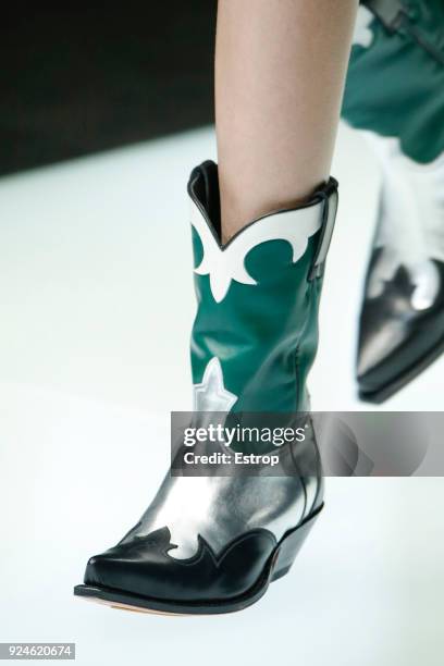 Shoe detail at the Emporio Armani show during Milan Fashion Week Fall/Winter 2018/19 on February 25, 2018 in Milan, Italy.