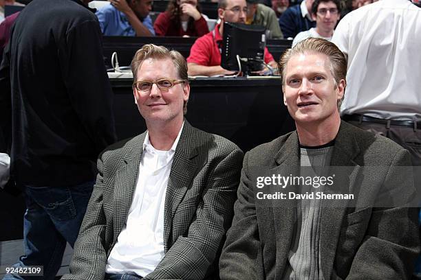 Comedian Craig Kilborn cheers on the Minnesota Timberwolves during the against the New Jersey Nets during the season opening game on October 28, 2009...