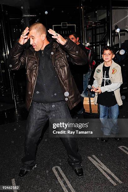 Singer Scott Stapp and his son Jagger Stapp leave their Midtown Manhattan hotel on October 28, 2009 in New York City.