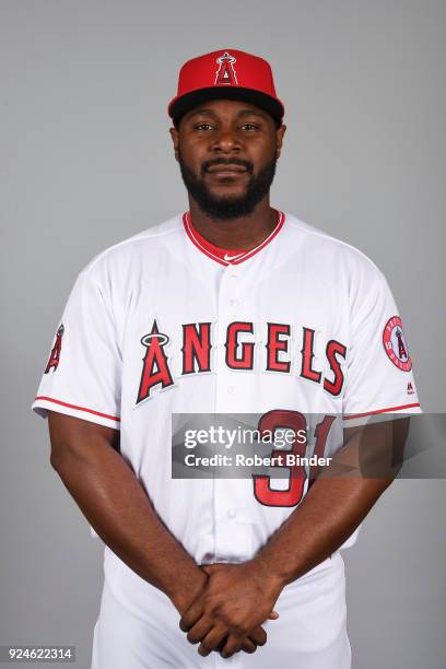 Chris Carter of the Los Angeles Angels poses during Photo Day on Thursday, February 22, 2018 at Tempe Diablo Stadium in Tempe, Arizona.