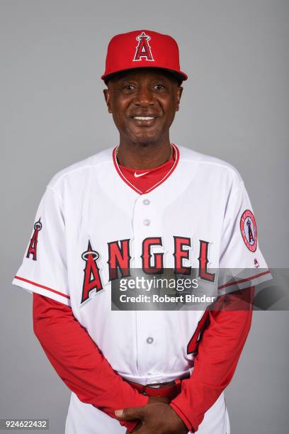Alfredo Griffin of the Los Angeles Angels poses during Photo Day on Thursday, February 22, 2018 at Tempe Diablo Stadium in Tempe, Arizona.