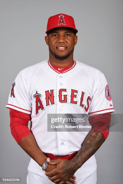 Rymer Liriano of the Los Angeles Angels poses during Photo Day on Thursday, February 22, 2018 at Tempe Diablo Stadium in Tempe, Arizona.