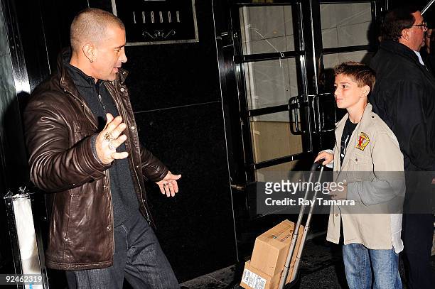 Singer Scott Stapp and his son Jagger Stapp leave their Midtown Manhattan hotel on October 28, 2009 in New York City.