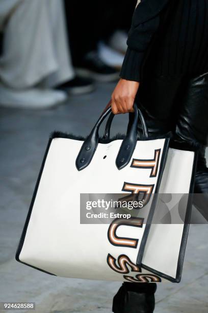 Bag detail at the Trussardi show during Milan Fashion Week Fall/Winter 2018/19 on February 25, 2018 in Milan, Italy.