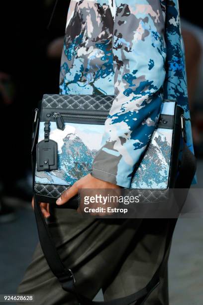 Bag detail at the Trussardi show during Milan Fashion Week Fall/Winter 2018/19 on February 25, 2018 in Milan, Italy.