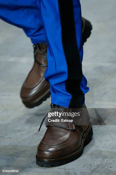 Shoe detail at the Trussardi show during Milan Fashion Week Fall/Winter 2018/19 on February 25, 2018 in Milan, Italy.