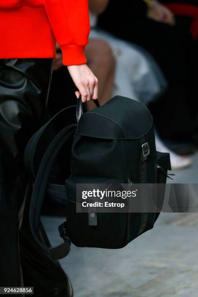 Bag detail at the Trussardi show during Milan Fashion Week Fall/Winter 2018/19 on February 25, 2018 in Milan, Italy.