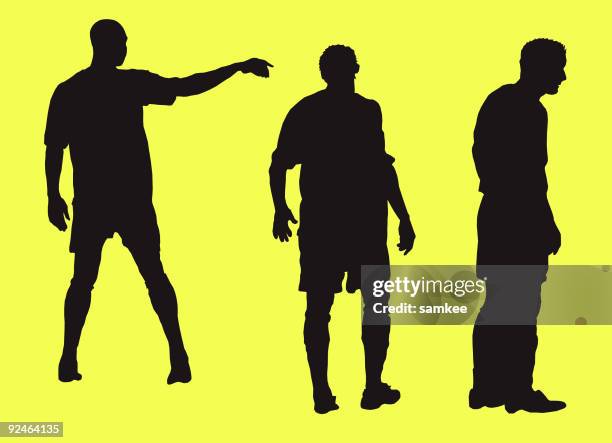 soccer player standing , vector silhouette - sharp angle stock illustrations