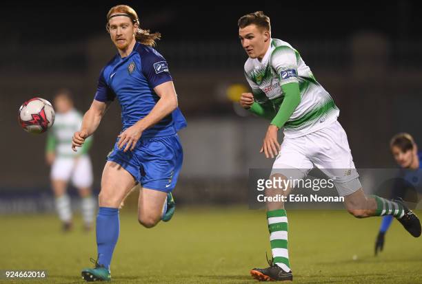 Dublin , Ireland - 26 February 2018; Sean Boyd of Shamrock Rovers in action against Hugh Douglas of Bray Wanderers during the SSE Airtricity League...