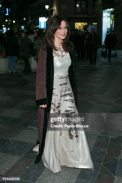 Actress Aitana Sanchez-Gijon is seen arriving to the 'Fotogramas de Plata' awards at the Joy Eslava Club on February 26, 2018 in Madrid, Spain.